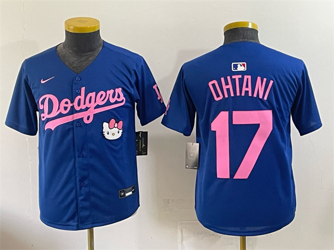 Youth Los Angeles Dodgers #17 Shohei Ohtani Royal 2025 Hello Kitty Vapor Limited Stitched Baseball Jersey
